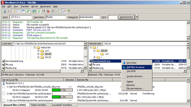 Captura de FileZilla